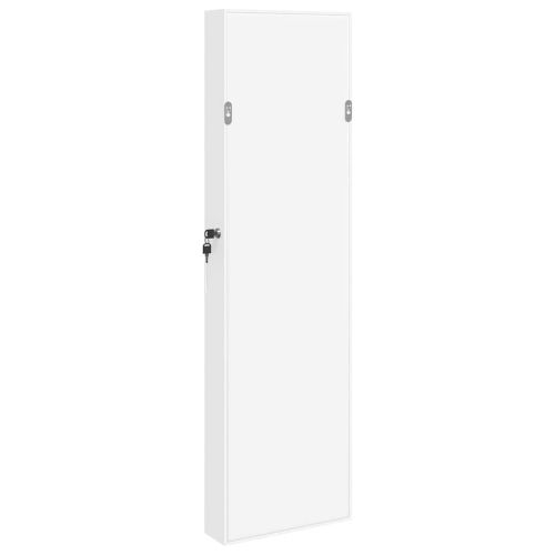 Огледален шкаф за бижута, стенен монтаж, бял, 30x8,5x106 см