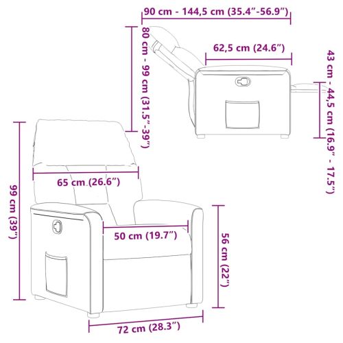 Реклайнер стол, тъмносиво мирофибърен текстил