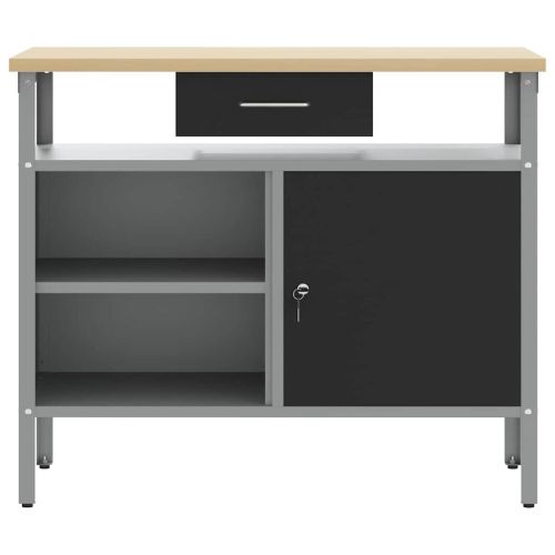 Работна маса с чекмедже с рафт Черен и Сив 100 x 55 x 85 см