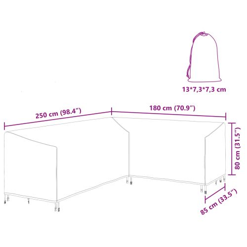 Покривало за мебели 250 x 180 x 80 см 600D оксфордска тъкан