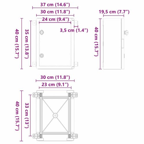Контролен шкаф Сив 37 x 19,5 x 40 см ABS пластмаса