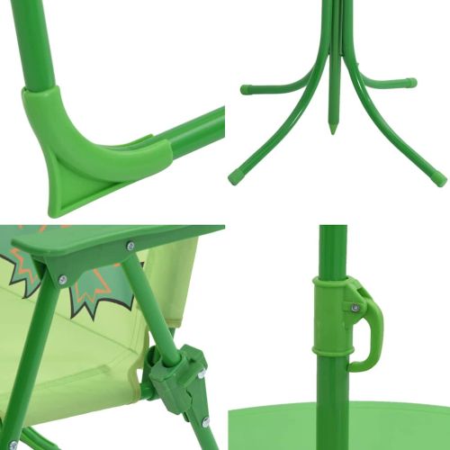 Детски градински бистро комплект от 3 части, с чадър, зелен