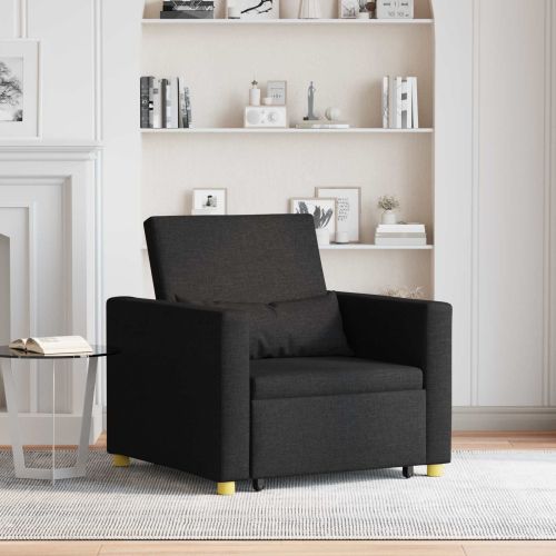 Разтегателен диван с единично легло Черно 90 x 165 x 87 см