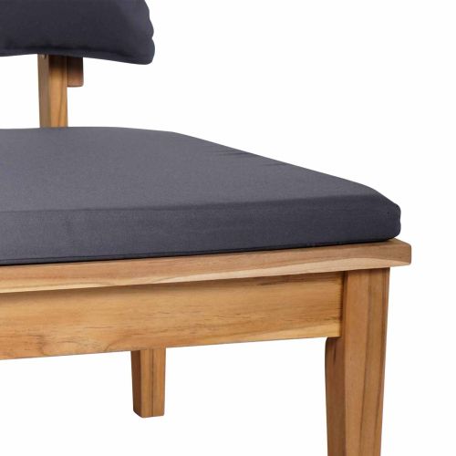 Градинска пейка 2 pcs Сив и кафяв Масивна тикова дървесина