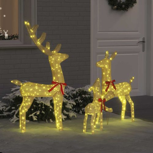 Семейство елени 3 pcs Топло бяло 68 x 26 x 127 см текстил