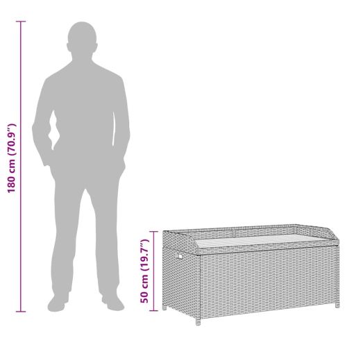 Градинска пейка за съхранение, 120 см, полиратан, черна