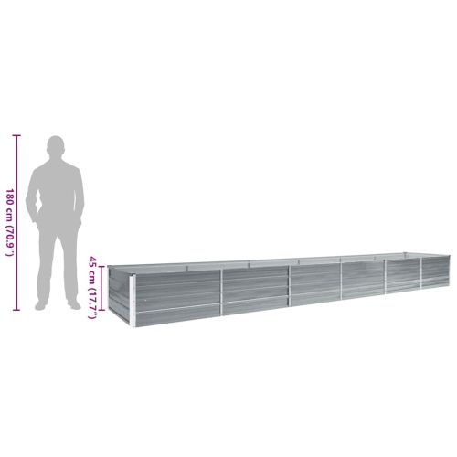 Градинска висока леха поцинкована стомана 480x80x45 см сива