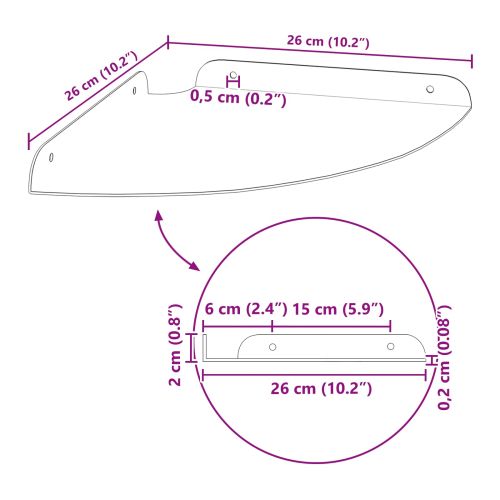 Плаващ рафт за ъгъл с рафт 2 pcs Черен 24 x 24 x 2 см