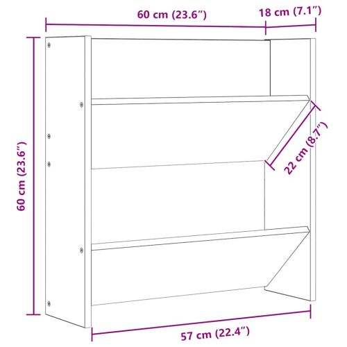Стенен шкаф за обувки, дъб сонома, 60x18x60 см, ПДЧ