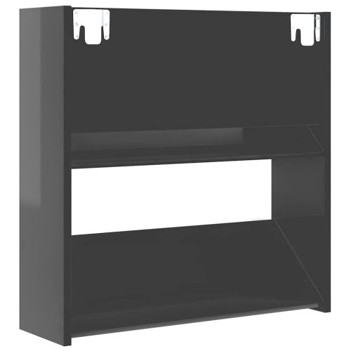 Шкафове за обувки 2 бр сив гланц 60x18x60 см инженерно дърво