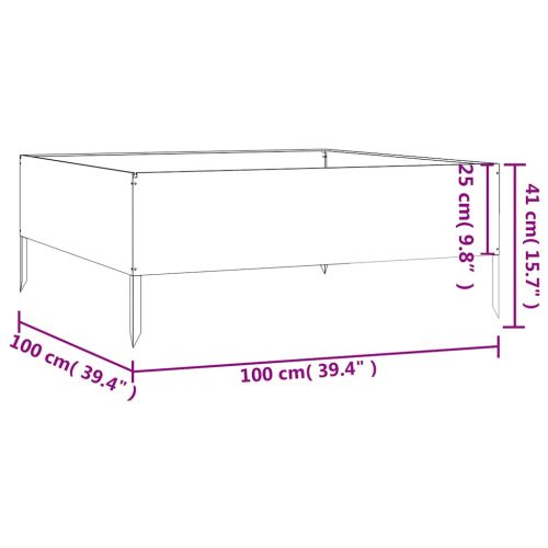 Градинска повдигната леха 100x100x41 см кортенова стомана