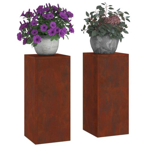 Стойка за растения 2 pcs Ръждясало 24 x 24 x 55 см