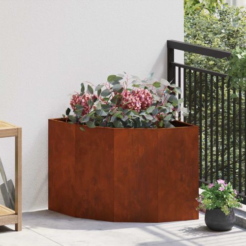 Ъглов сандък за цветя Ръждясало 60 x 60 x 50 см