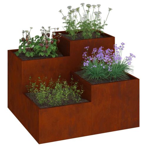 Градинска саксия Ръждясало 80 x 80 x 60 см Патинираща стомана