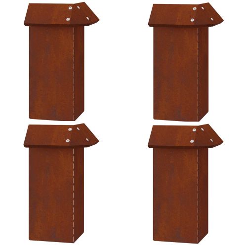 Оградка за охлюви 4 pcs Ръждясало 13,5 x 13,5 x 25 см