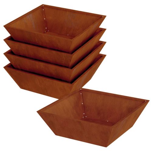 Градинска саксия 5 pcs Ръждясало 50 x 50 x 15 см