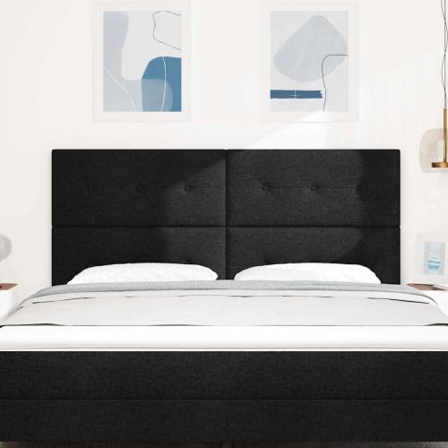 Табла за легло с регулируема височина Черно 180 cm текстил