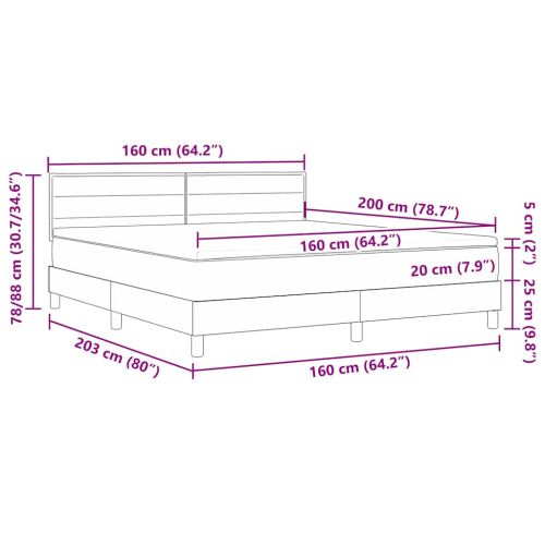 Легло с пружинирана основа Светлосиво 160 x 200 cm текстил