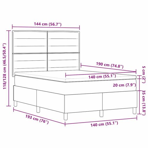 Легло с пружинирана основа с матрак Синьо 140 x 190 cm текстил