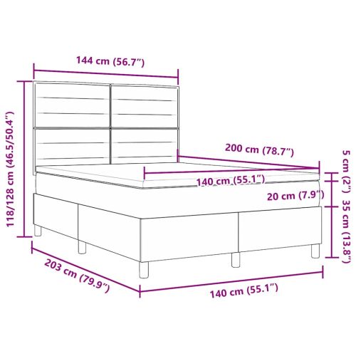 Легло с пружинирана основа Светлосиво 140 x 200 cm текстил