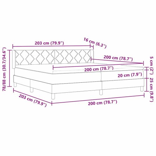 Легло с пружинирана основа Светлосиво 200 x 200 cm текстил