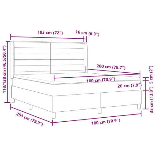 Легло с пружинирана основа Тъмен сив 200 x 180 cm текстил