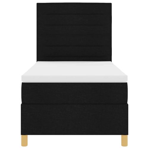 LED кутия за пружини с легло с матрак Черно 80 x 200 cm текстил