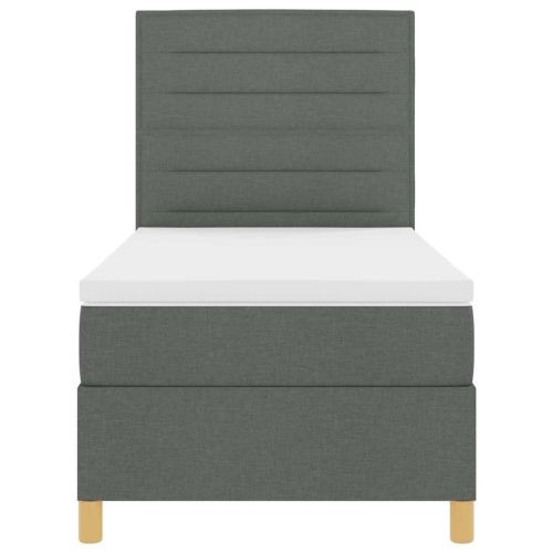 LED кутия за пружини с легло Тъмен сив 90 x 200 cm текстил