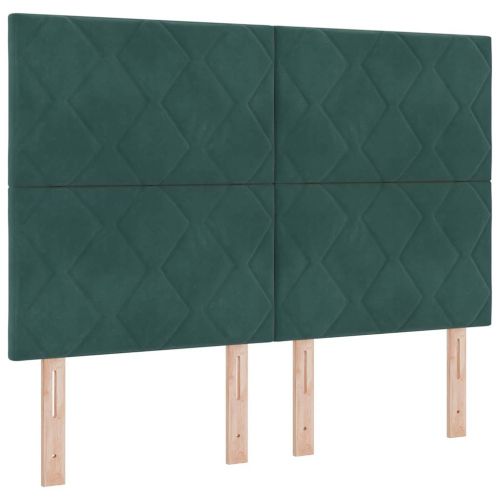 LED кутия за пружини с легло Тъмен зелен 140 x 190 cm Кадифе