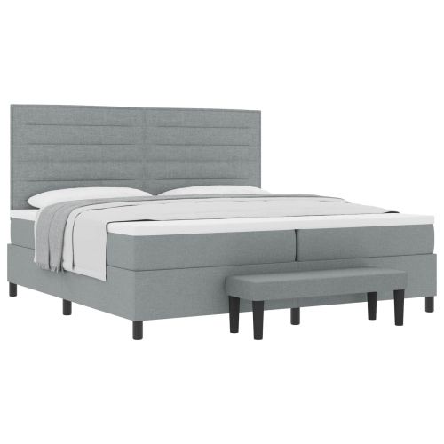 Легло с пружинирана основа Светлосиво 200 x 200 cm текстил