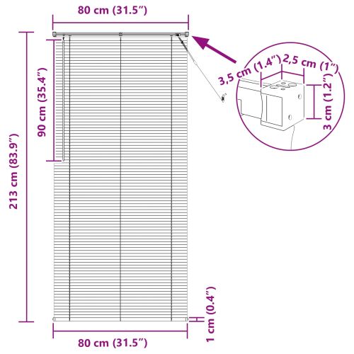 Венецианска щора Сребристо сиво 213 x 80 см 25 mm ПВЦ