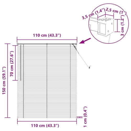 Венецианска щора Бял 150 x 110 см ПВЦ