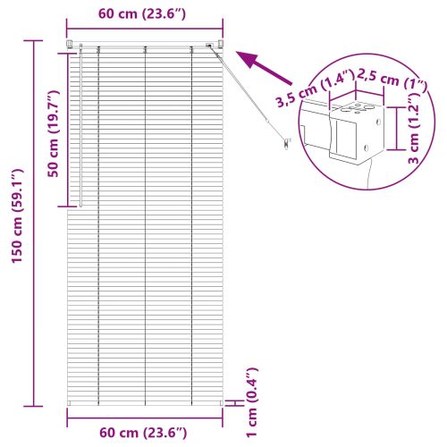 Венецианска щора Черен 150 x 60 см 25 mm ПВЦ