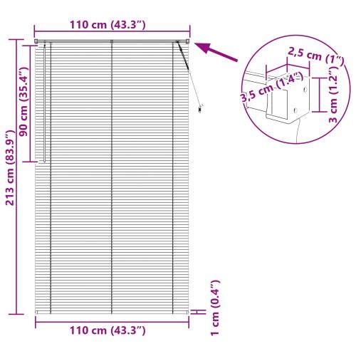 Венецианска щора Черен 213 x 110 см 25 mm ПВЦ