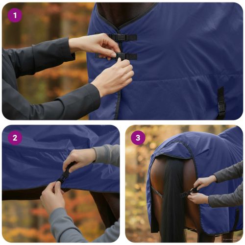 Конско одеяло Тъмен зелен и черен 155 cm Полиестер