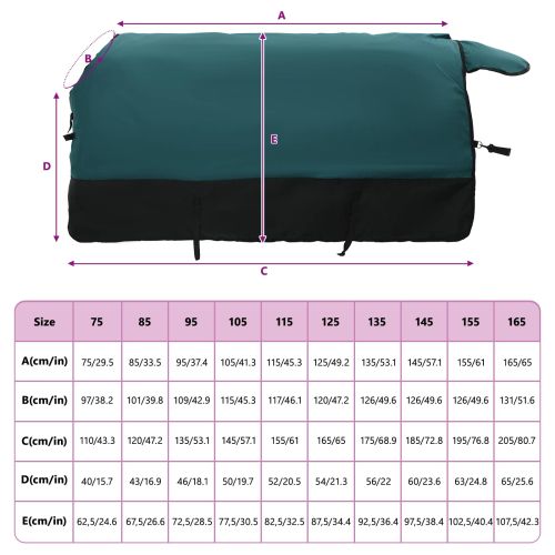 Конско одеяло Тъмен зелен и черен 75 cm Полиестер