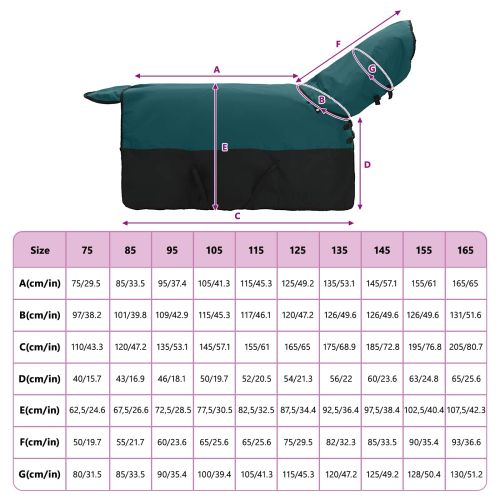 Конско одеяло Тъмен зелен и черен 155 cm Полиестер