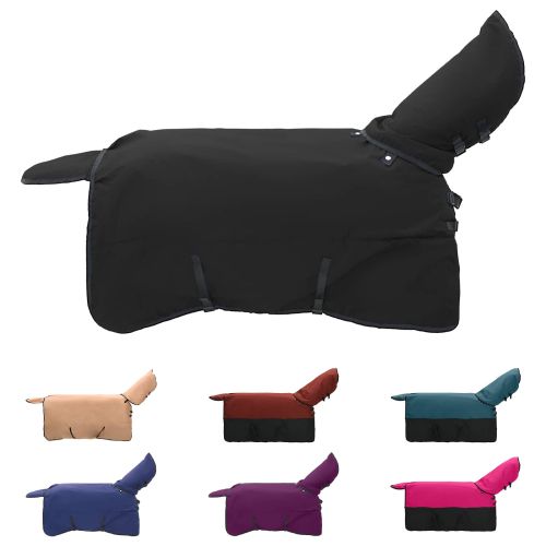 Конско одеяло Тъмен зелен и черен 75 cm Полиестер