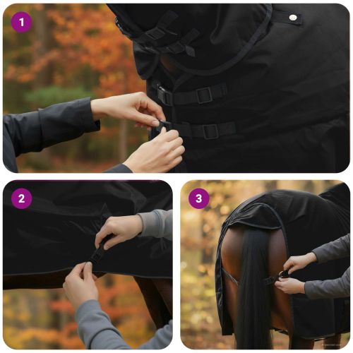 Конско одеяло Тъмен зелен и черен 135 cm Полиестер