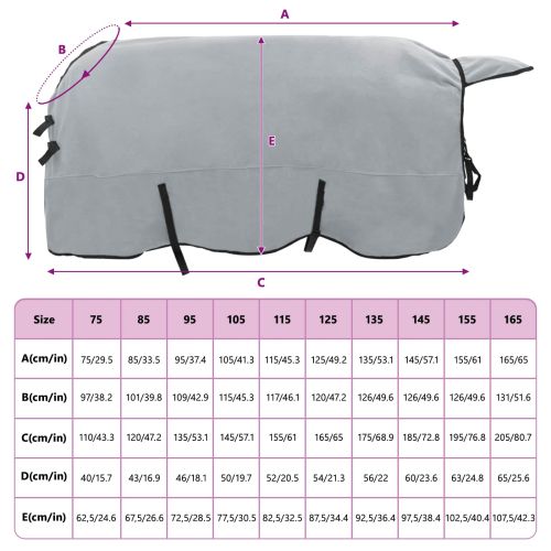 Конско одеяло Пълно светло сиво и розово Полиестер