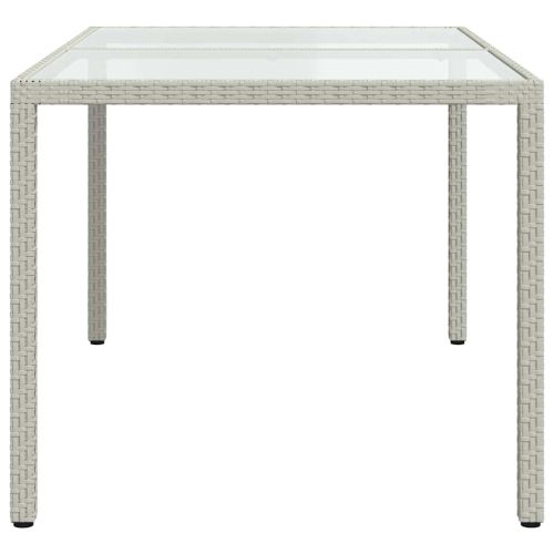 Градинска маса 150x90x75 см закалено стъкло и полиратан бяла