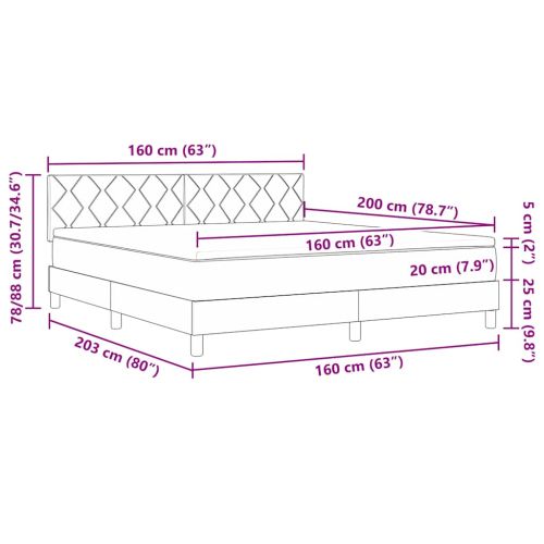 Легло с пружинирана основа с матрак Черно 160 x 200 cm текстил