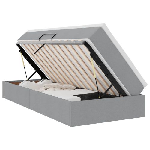Легло с място за съхранение и матрак Светлосиво 100 x 200 cm