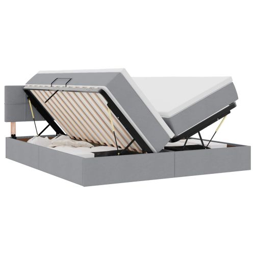 Легло с място за съхранение Светлосиво 200 x 200 cm Изкуствена