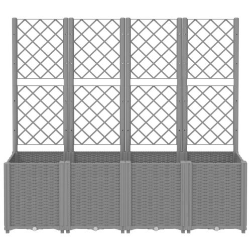 Градински сандък с пергола, светлосив, 160x40x140 см, PP