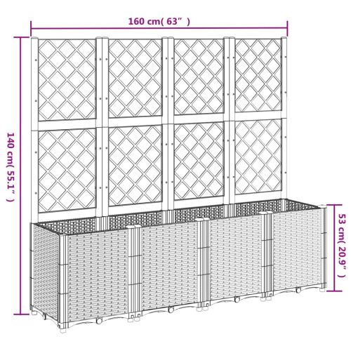 Градински сандък с пергола, светлосив, 160x40x140 см, PP