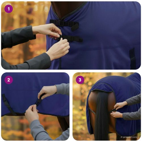 Конско одеяло Морски син Полиестер