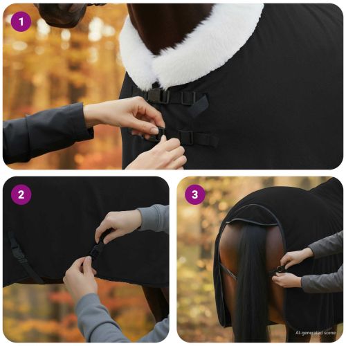 Конско одеяло Черно 105 cm Полар флийс