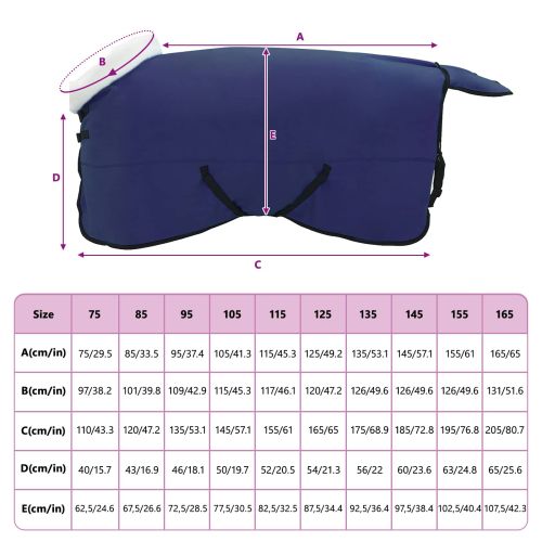 Конско одеяло Морски син 135 cm Полар флийс