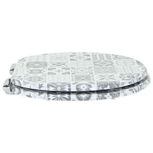 Мека затваряща се тоалетна седалка Синя и бяла порцеланова ПДЧ